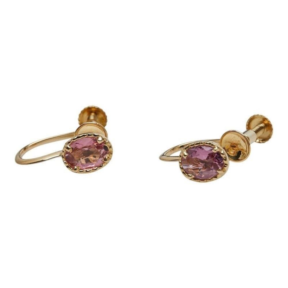 Unbranded Pink Tourmaline 18K Yellow Gold Earrings